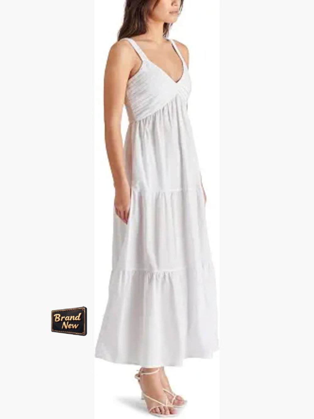 V-Neck Maxi Dress with Empire Waist, Sleeveless, A-Line Silhouette